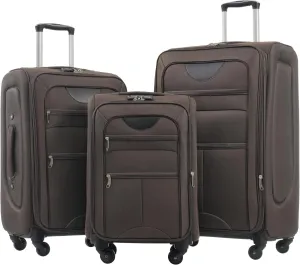 Softside Luggage 3pcs Set  Expandable Spinner Suitcase, Lightweight Softshell Upright Travel Luggage In Brown (20/24 / 28 Inches)