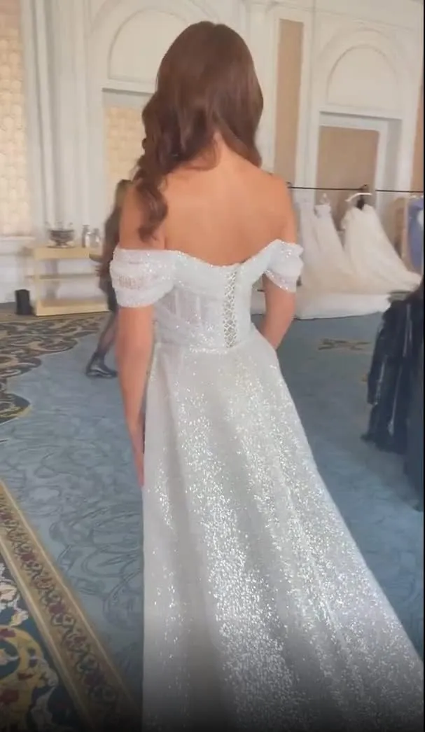 Sparkly Mermaid Prom Dresses for Women Sequin Off The Shoulder Detachable Train Evening Dresses Long Ball Gown