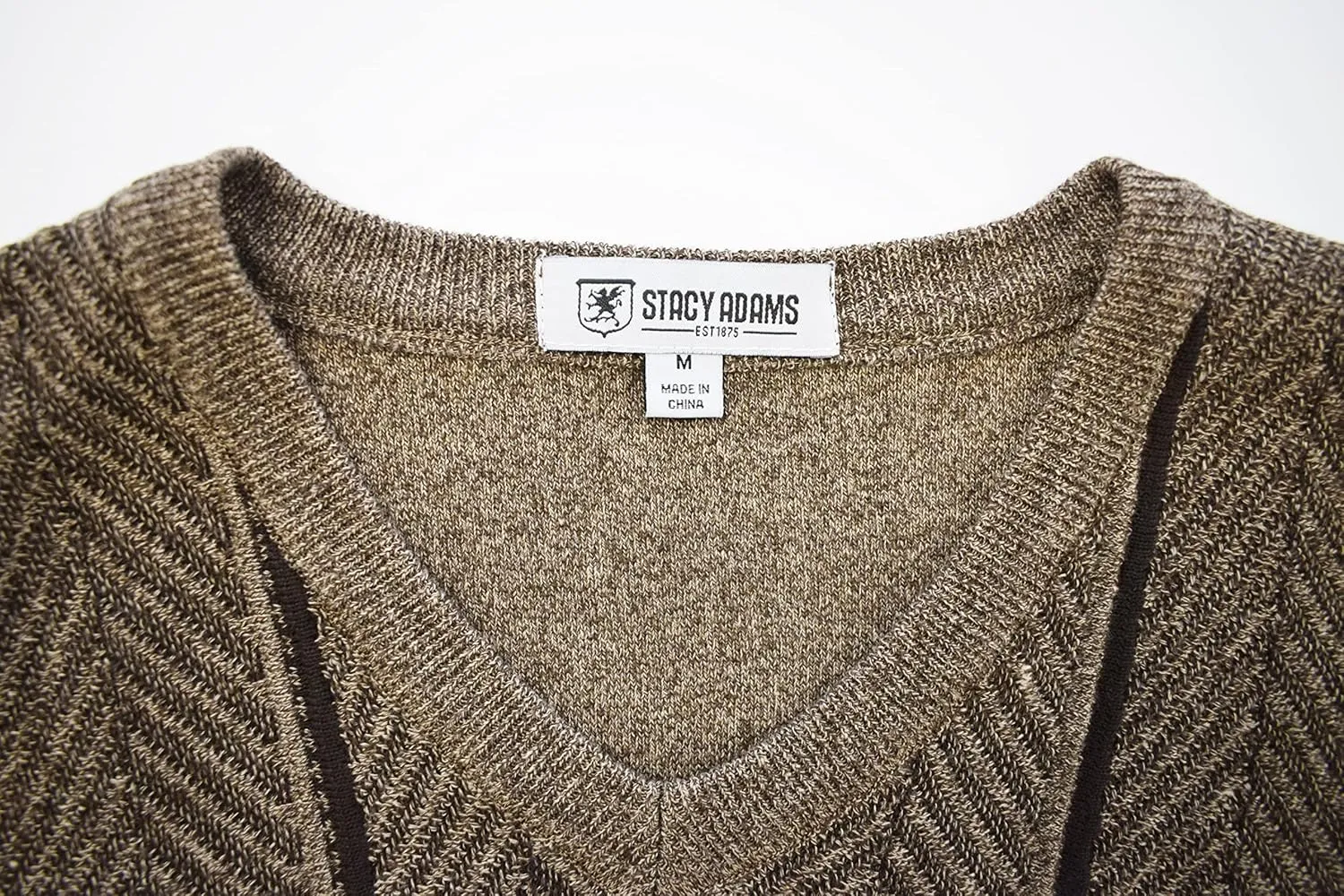 STACY ADAMS Men's Casual Dressy Knit Sweater Vest, 2 Tone Herringbone Pattern