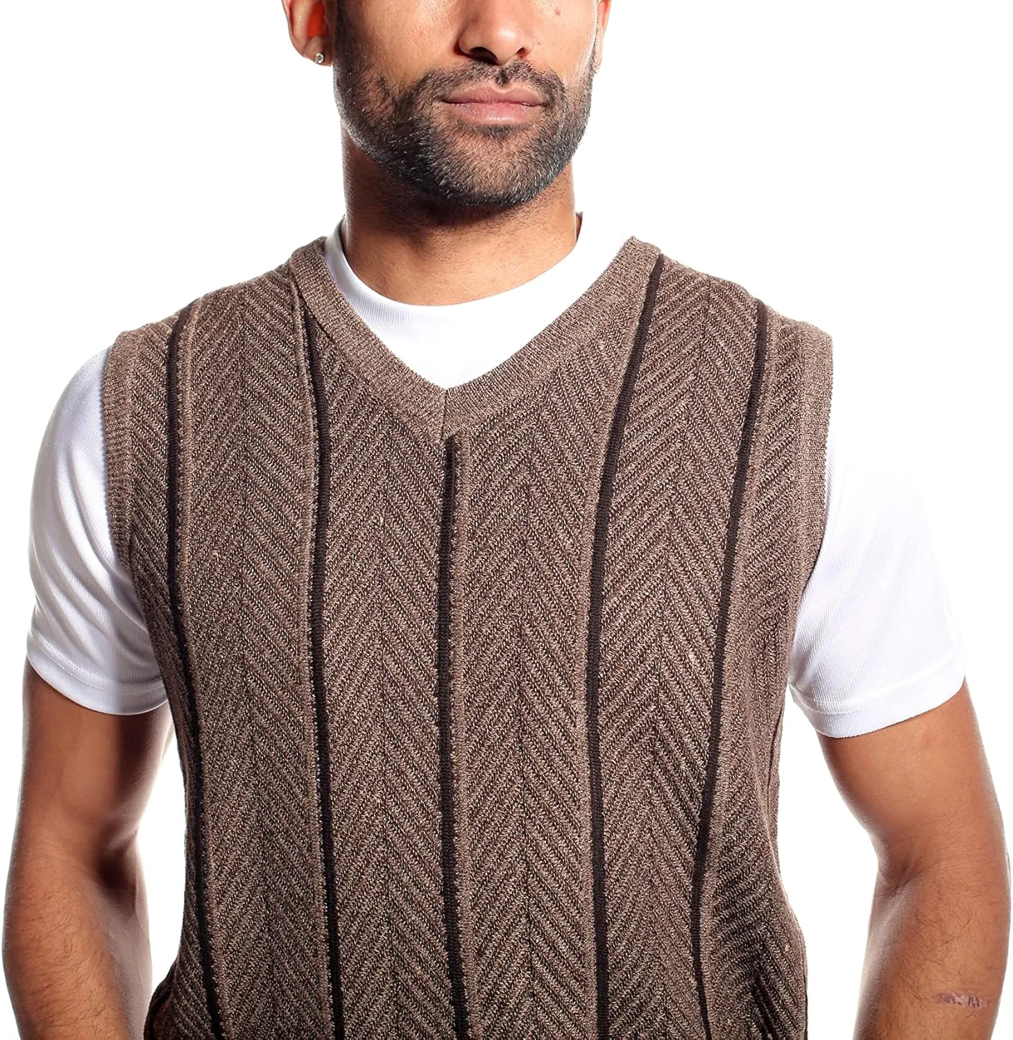 STACY ADAMS Men's Casual Dressy Knit Sweater Vest, 2 Tone Herringbone Pattern