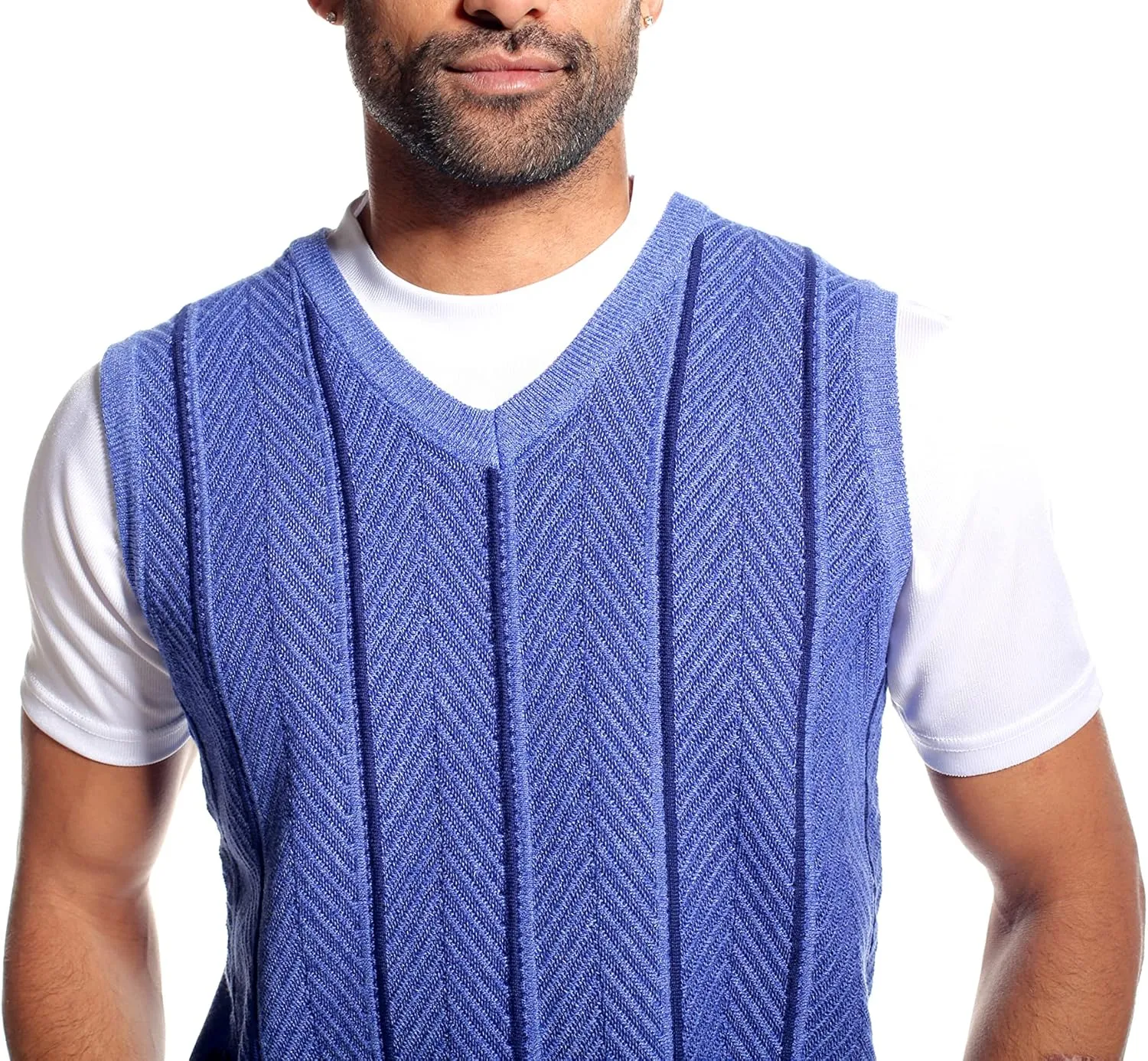STACY ADAMS Men's Casual Dressy Knit Sweater Vest, 2 Tone Herringbone Pattern