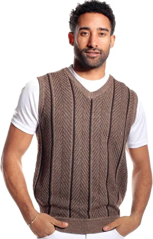 STACY ADAMS Men's Casual Dressy Knit Sweater Vest, 2 Tone Herringbone Pattern