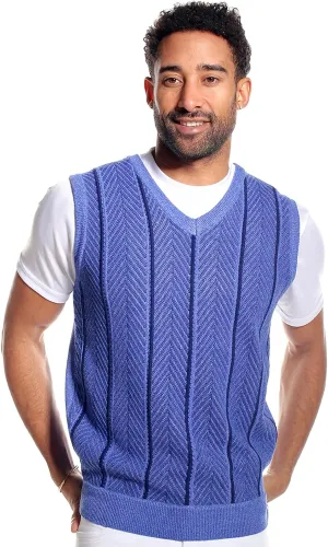 STACY ADAMS Men's Casual Dressy Knit Sweater Vest, 2 Tone Herringbone Pattern