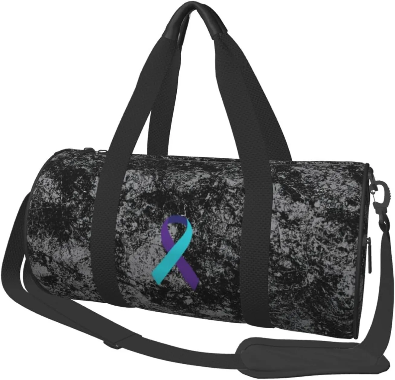 Suicide Prevention Awareness Ribbon Convertible Garment Bag with Shoulder Strap, Carry on Garment Duffel Bag for Men Women - Rolling Foldable for Travel Luggage Bags (Black)
