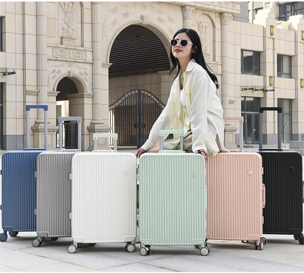 Suitcase Aluminum Frame Hard Shell Luggage Suitcase 20 Inch Boarding Case Long And Short Distance Luggage Trolley Case Luggage(Green,20in)