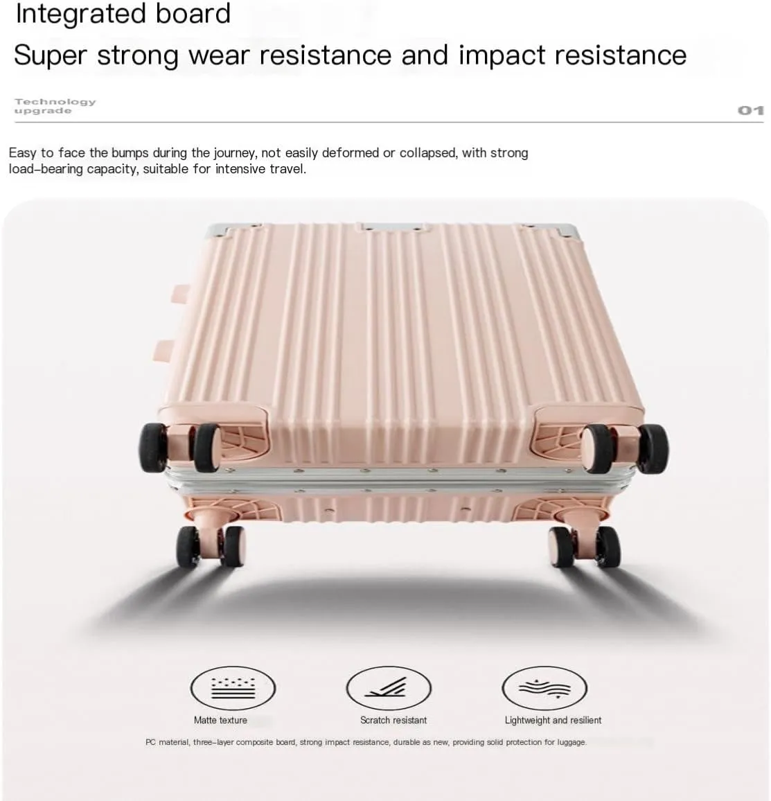 Suitcase New 18-inch Aluminum Frame Hard Shell Men's And Women's Boarding Suitcase Fashionable Leisure Trolley Case Luggage(Pink)