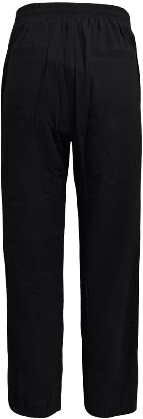 Summer Linen Pants for Women Drawstring Elastic High Waisted Casual Pants Loose Fit Beach Lounge Trousers with Pocket