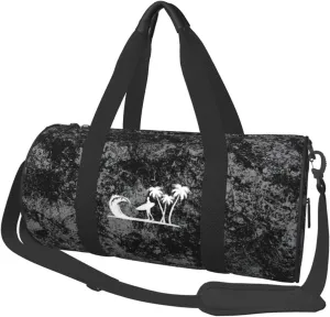 Surfer Palm Trees Convertible Garment Bag with Shoulder Strap, Carry on Garment Duffel Bag for Men Women - Rolling Foldable for Travel Luggage Bags (Black)