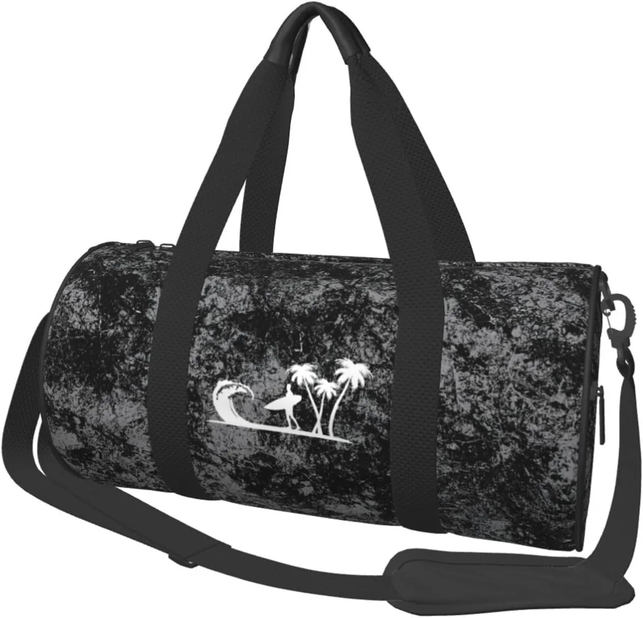 Surfer Palm Trees Convertible Garment Bag with Shoulder Strap, Carry on Garment Duffel Bag for Men Women - Rolling Foldable for Travel Luggage Bags (Black)