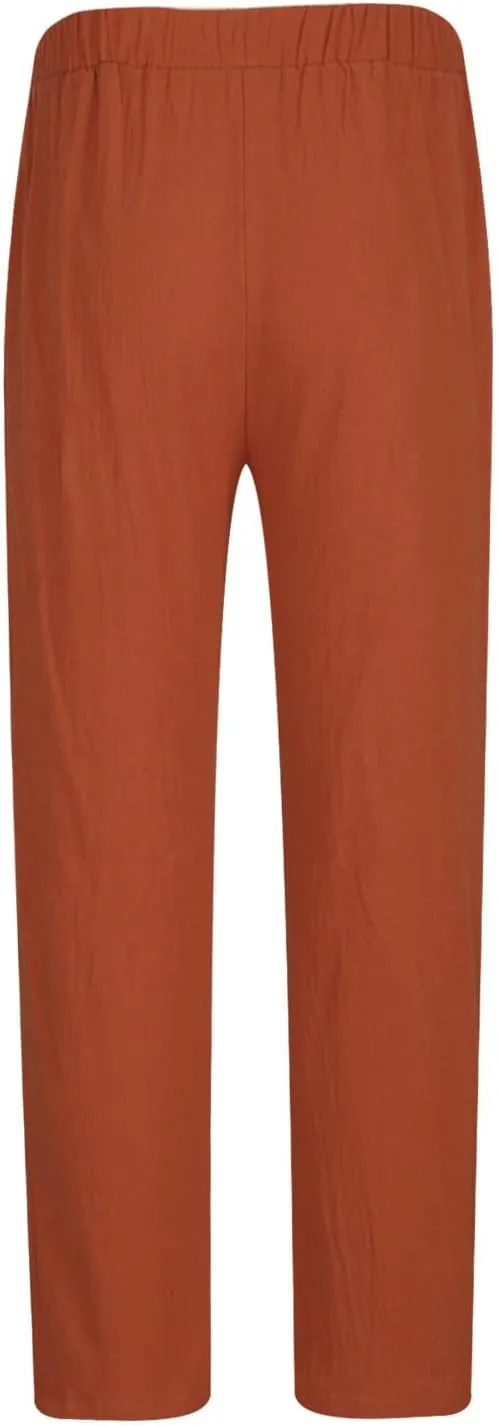 Sweatpants for Men 2024 Summer Trendy Cotton Linen Trousers Elastic Waist Sports Pants Straight Leg Pants with Pokets