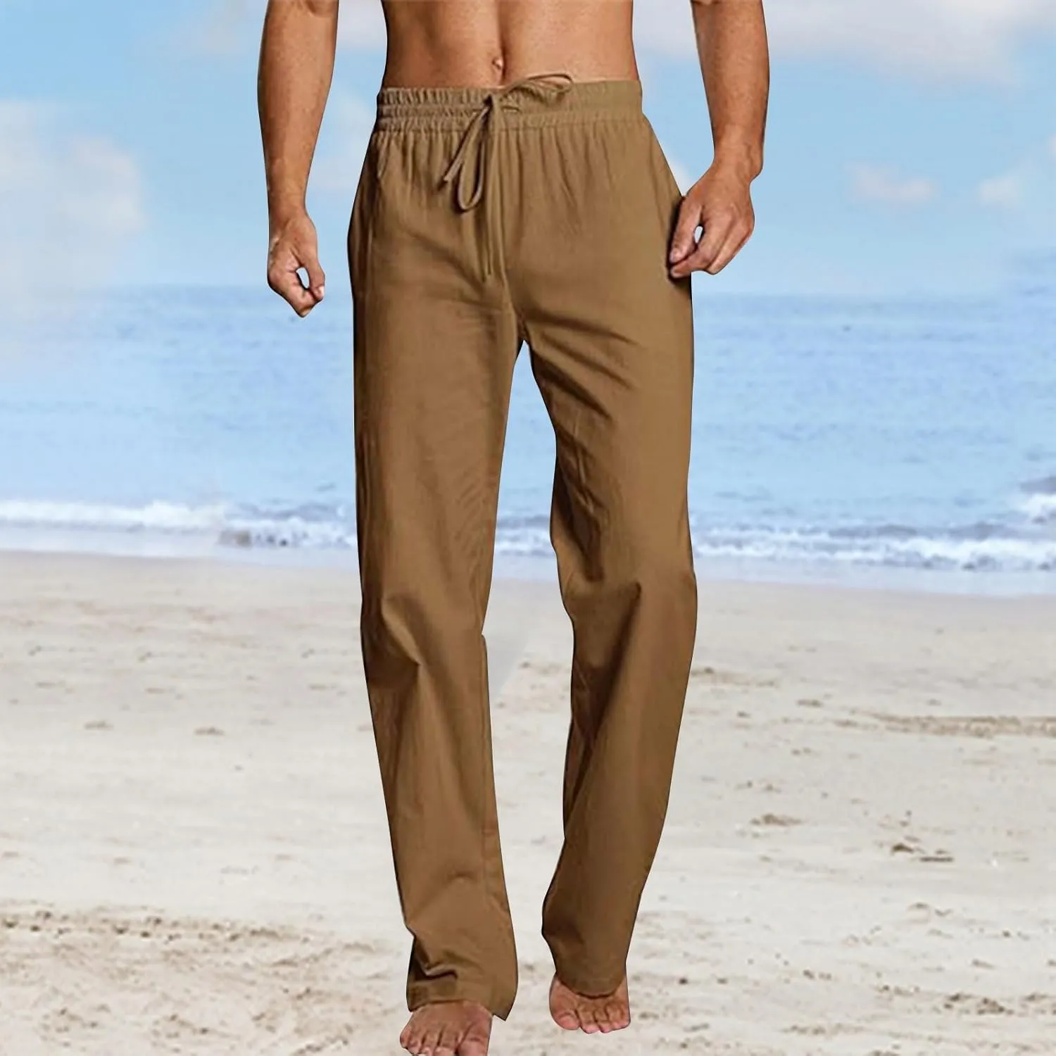 Sweatpants for Men Sport Tapered Tactical Slacks Mens Elastic Waist Solid Color Split Ripstop Fitted Joggers