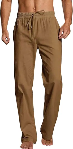 Sweatpants for Men Sport Tapered Tactical Slacks Mens Elastic Waist Solid Color Split Ripstop Fitted Joggers