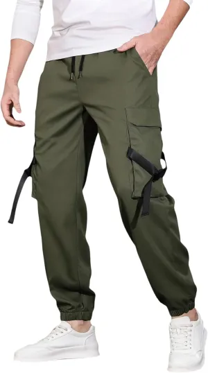 Sweatpants for Men Sports Tapered Cargo Mens Renissance Split Airoft Slim Fit Elastic Waist Solid Color Jogger Men