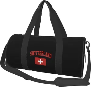 Switzerland Flag Convertible Garment Bag with Shoulder Strap, Carry on Garment Duffel Bag for Men Women - Rolling Foldable for Travel Luggage Bags (Black)