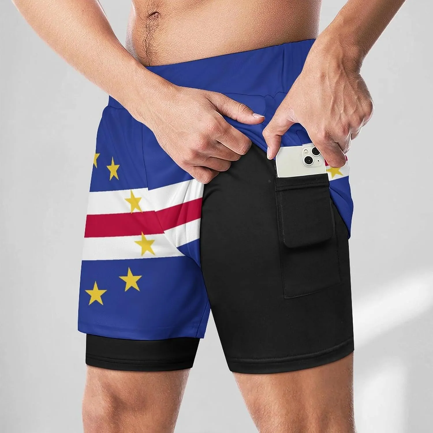 TAIZIYEAH Beach Shorts Cape Verde Flag Men's Casual Swimming Trunks with Pockets Quick-Drying Sports Beach Pants L
