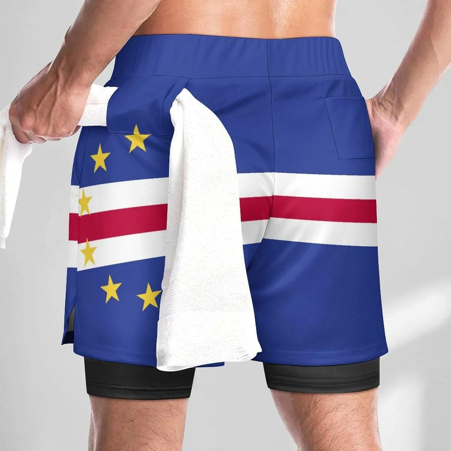 TAIZIYEAH Beach Shorts Cape Verde Flag Men's Casual Swimming Trunks with Pockets Quick-Drying Sports Beach Pants L