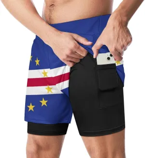 TAIZIYEAH Beach Shorts Cape Verde Flag Men's Casual Swimming Trunks with Pockets Quick-Drying Sports Beach Pants L