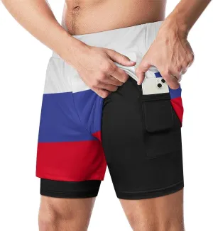 TAIZIYEAH Beach Shorts Russia Flag Men's Casual Swimming Trunks with Pockets Quick-Drying Sports Beach Pants XL