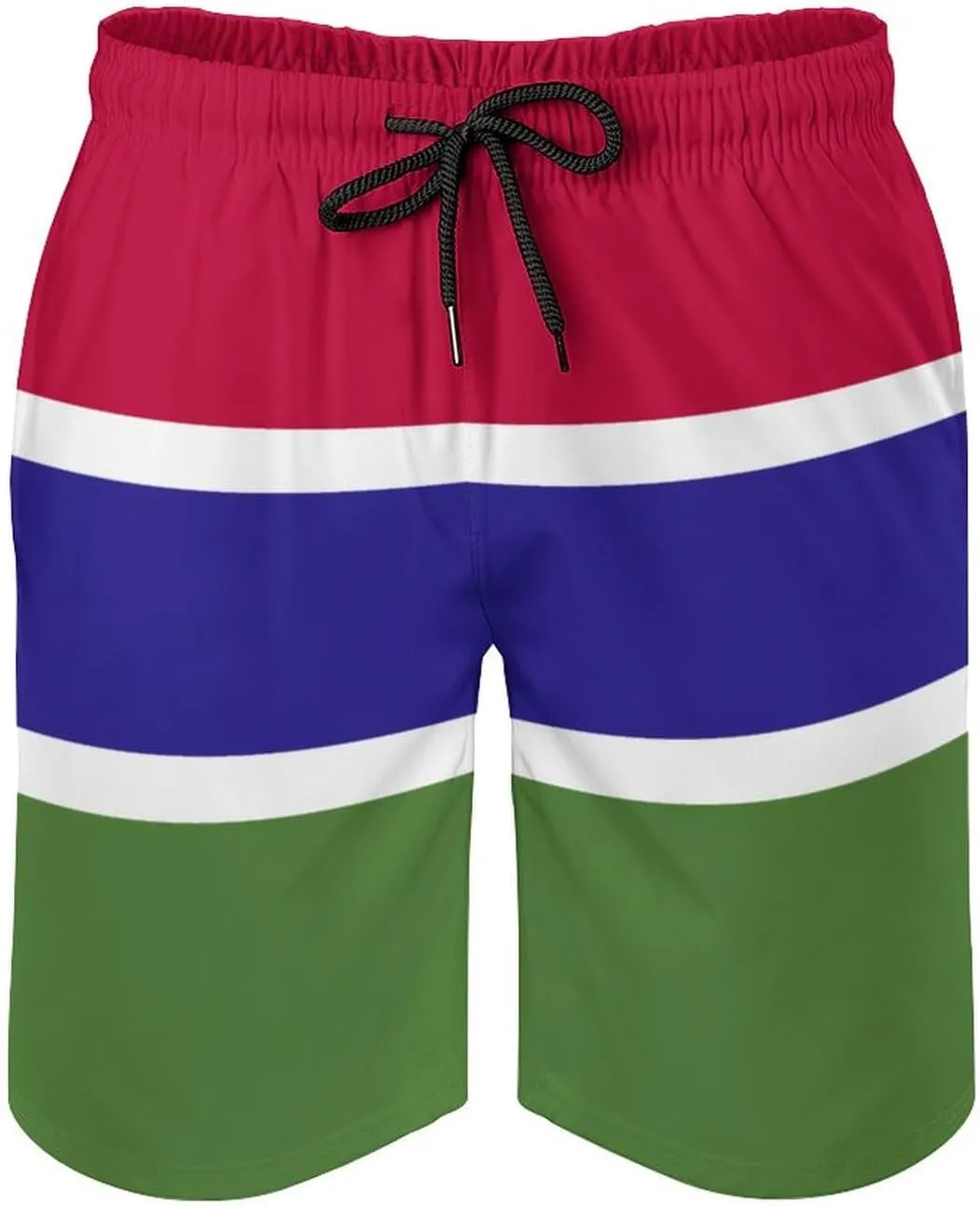 TAIZIYEAH Gambia Flag Men's Swim Trunks Quick Dry Hawaii Beach Shorts Summer Boardshorts Mesh Lining with Pockets L