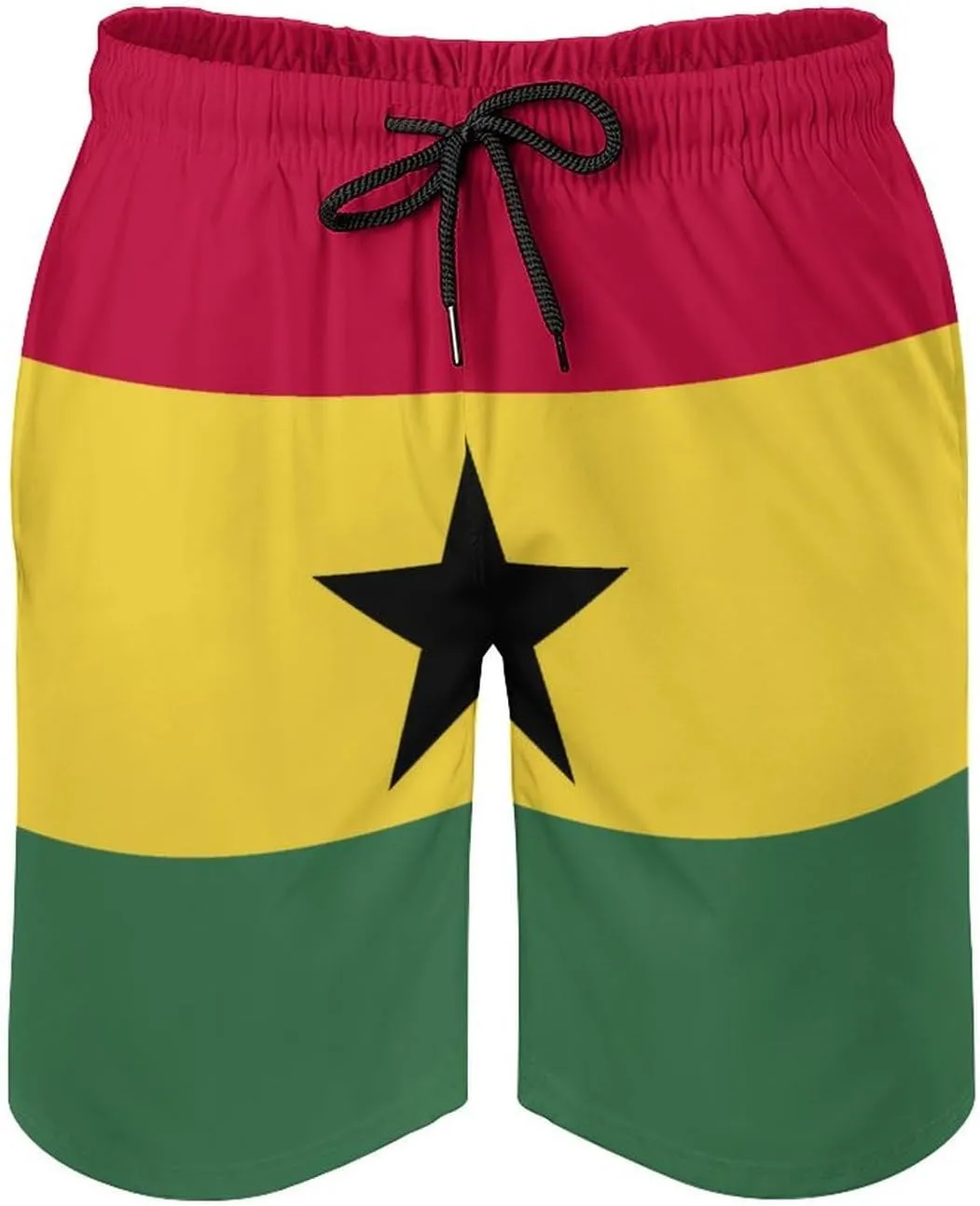 TAIZIYEAH Ghana Flag Men's Swim Trunks Soft Washed Drawstring Walk Short Fashion Beach Shorts L