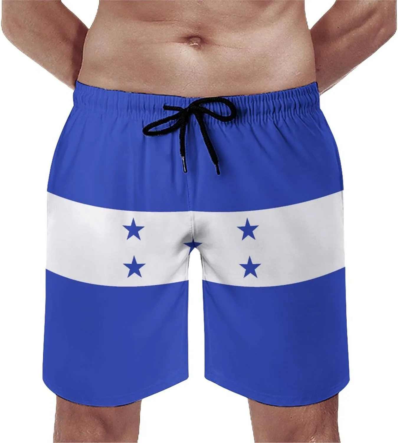 TAIZIYEAH Honduras Flag Men's Swim Trunks Quick Dry Hawaii Beach Shorts Summer Boardshorts Mesh Lining with Pockets