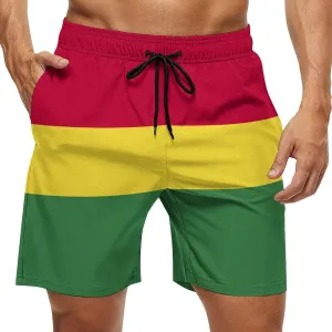 TAIZIYEAH Honduras Flag Men's Swim Trunks Quick Dry Hawaii Beach Shorts Summer Boardshorts Mesh Lining with Pockets