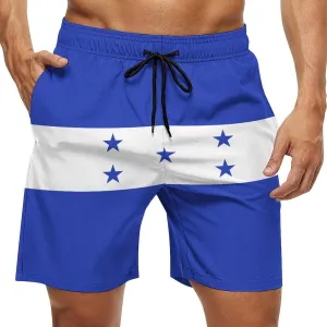 TAIZIYEAH Honduras Flag Men's Swim Trunks Quick Dry Hawaii Beach Shorts Summer Boardshorts Mesh Lining with Pockets