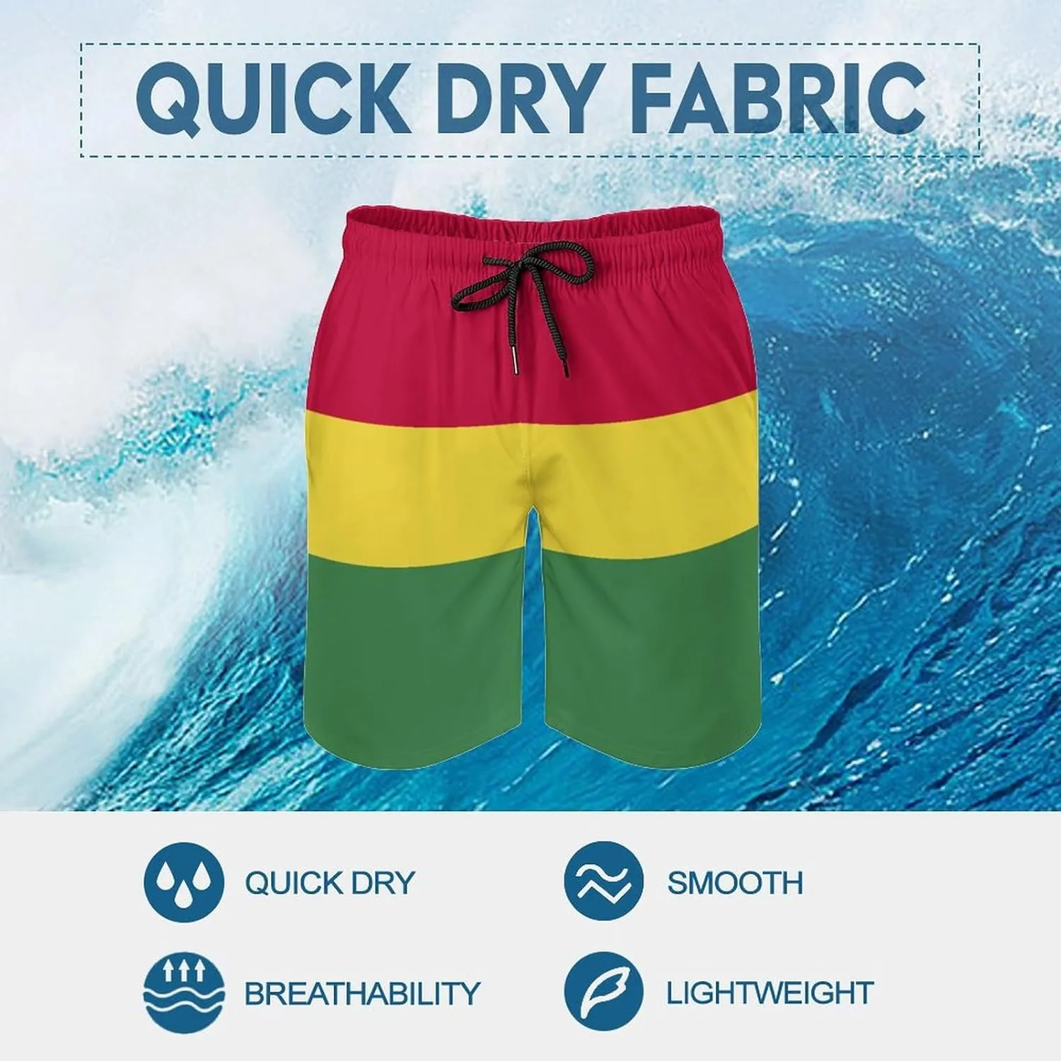 TAIZIYEAH Honduras Flag Men's Swim Trunks Quick Dry Hawaii Beach Shorts Summer Boardshorts Mesh Lining with Pockets
