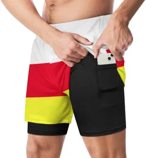 TAIZIYEAH Men's Sports Beach Pants North Ossetia Flag Swim Trunks Walk Short Fashion Quick Dry Beach Shorts XL