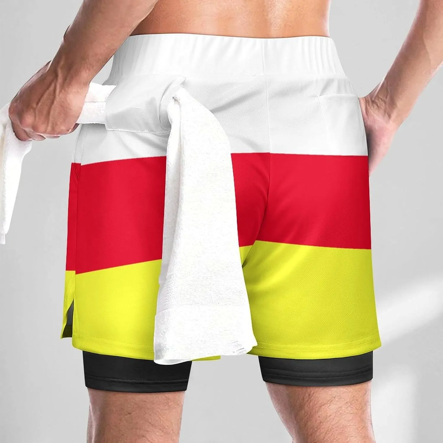 TAIZIYEAH Men's Sports Beach Pants North Ossetia Flag Swim Trunks Walk Short Fashion Quick Dry Beach Shorts XL