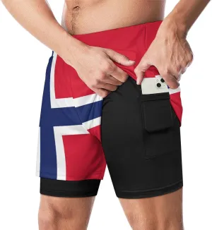 TAIZIYEAH Men's Sports Beach Pants Norway Flag Swim Trunks Walk Short Fashion Quick Dry Beach Shorts XL