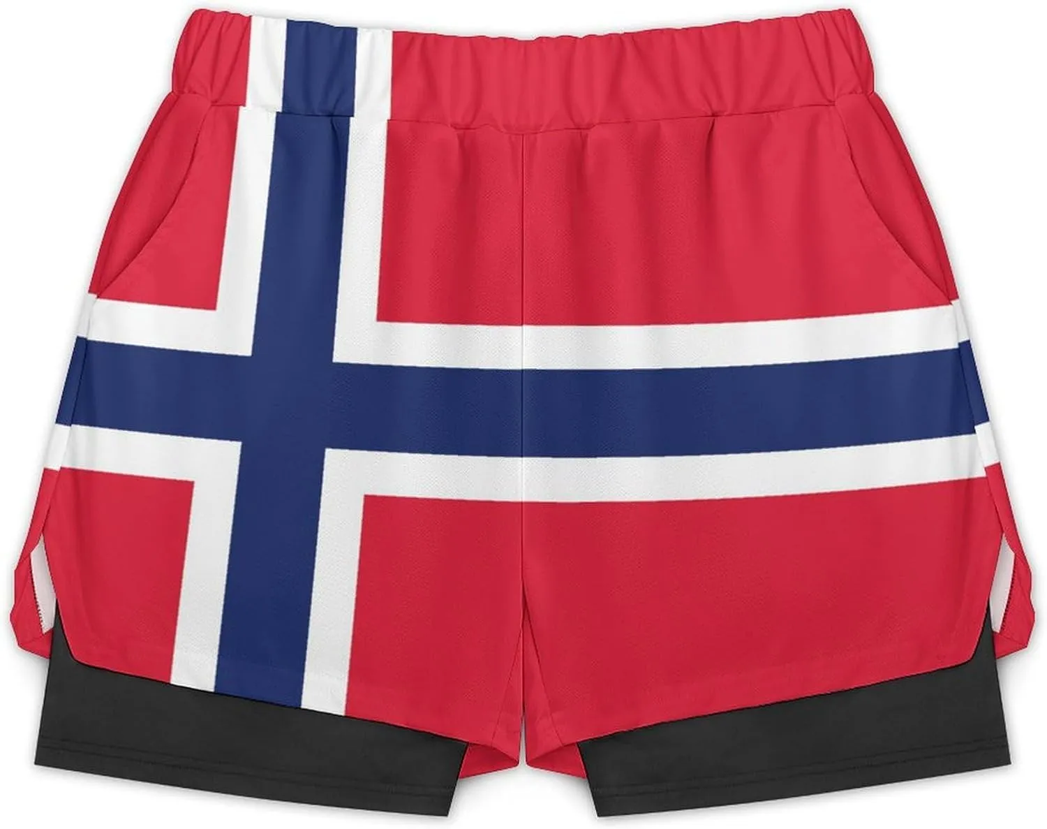 TAIZIYEAH Men's Sports Beach Pants Norway Flag Swim Trunks Walk Short Fashion Quick Dry Beach Shorts XL
