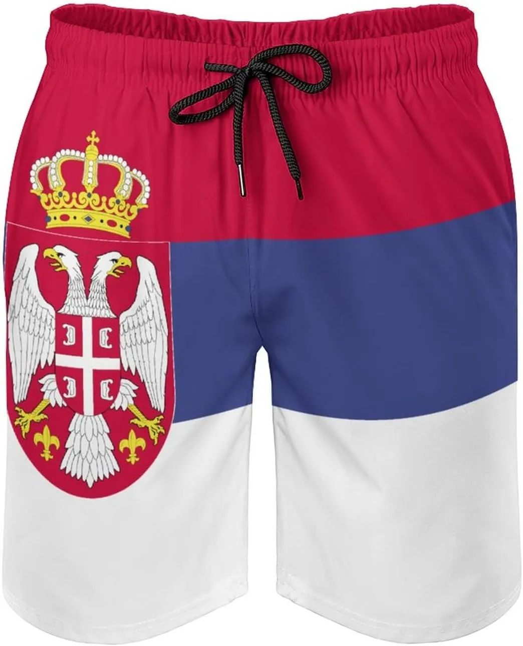TAIZIYEAH Serbia Flag Men's Swim Trunks Soft Washed Drawstring Walk Short Fashion Beach Shorts XL