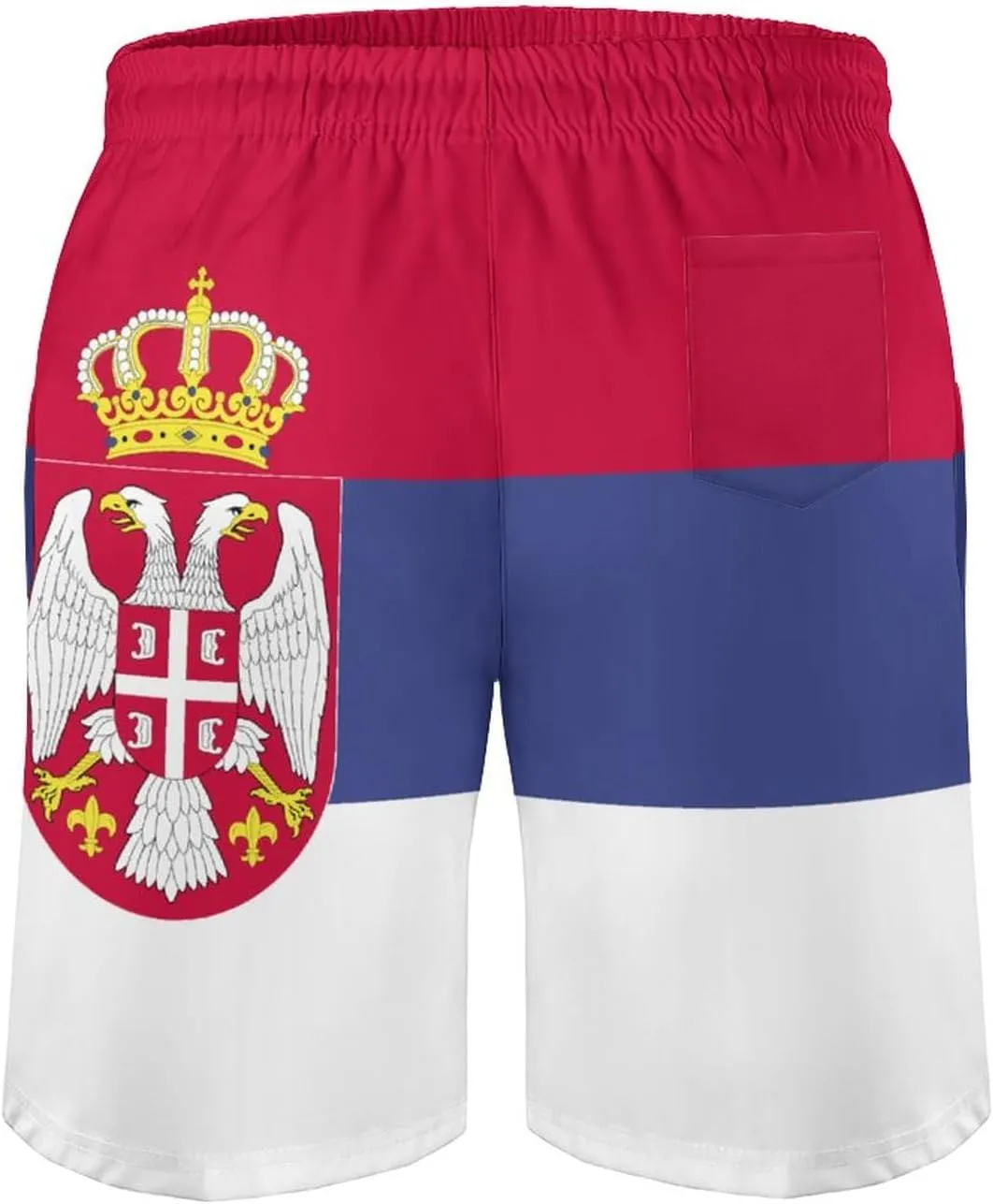 TAIZIYEAH Serbia Flag Men's Swim Trunks Soft Washed Drawstring Walk Short Fashion Beach Shorts XL