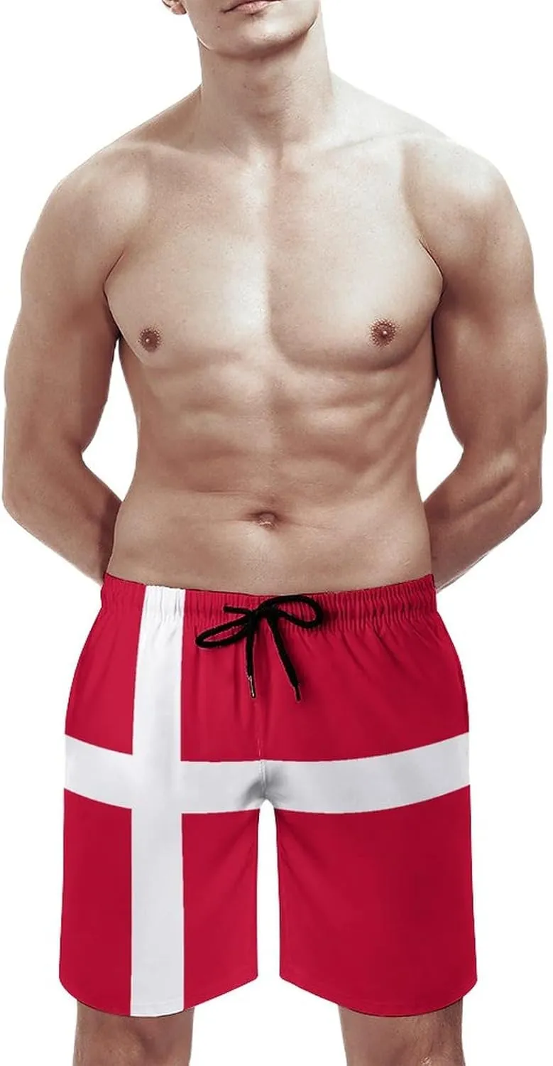 TAIZIYEAH Sovereign Military Order of Malta Flag Men's Swim Trunks Quick Dry Hawaii Beach Shorts Summer Boardshorts Mesh Lining with Pockets XL