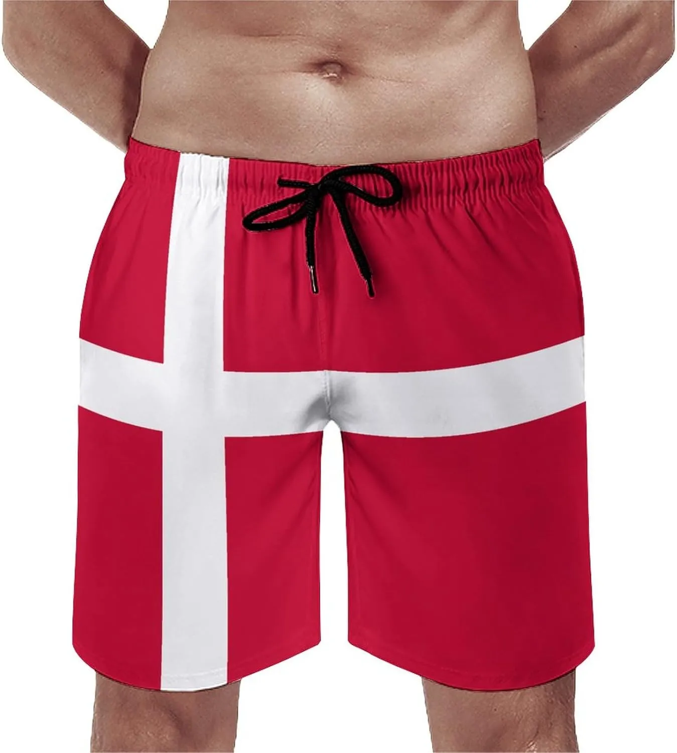 TAIZIYEAH Sovereign Military Order of Malta Flag Men's Swim Trunks Quick Dry Hawaii Beach Shorts Summer Boardshorts Mesh Lining with Pockets XL