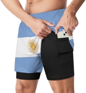 TAIZIYEAH Sports Beach Pants Argentina Flag Men's Swim Trunks Quick Dry Hawaii Beach Shorts Summer Boardshorts with Pockets L