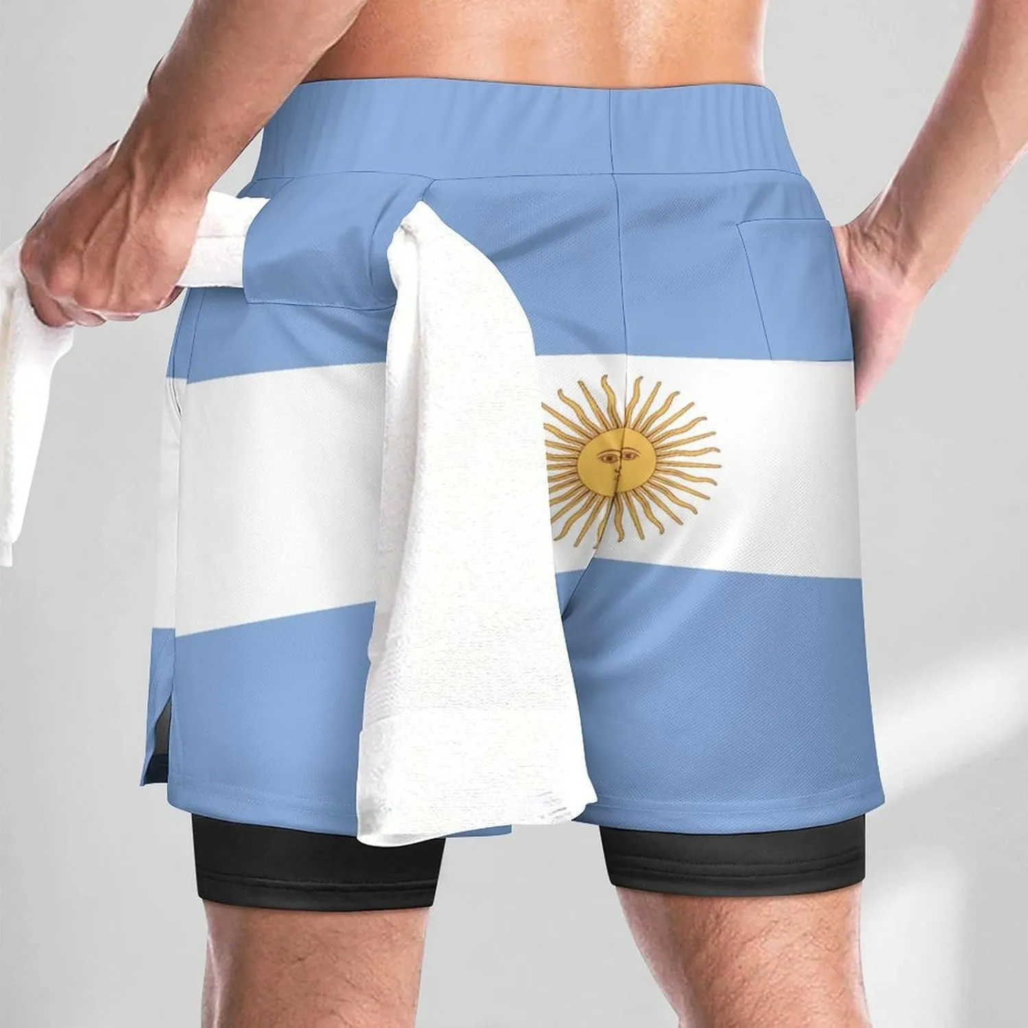TAIZIYEAH Sports Beach Pants Argentina Flag Men's Swim Trunks Quick Dry Hawaii Beach Shorts Summer Boardshorts with Pockets L