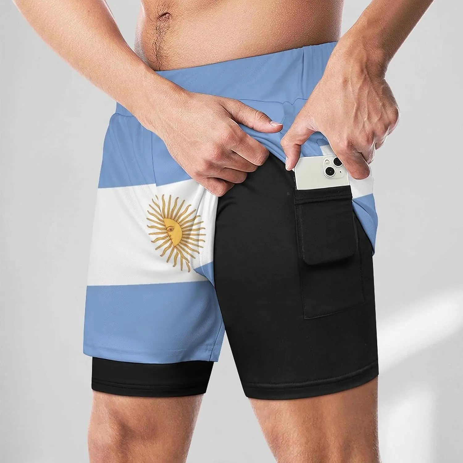 TAIZIYEAH Sports Beach Pants Argentina Flag Men's Swim Trunks Quick Dry Hawaii Beach Shorts Summer Boardshorts with Pockets L