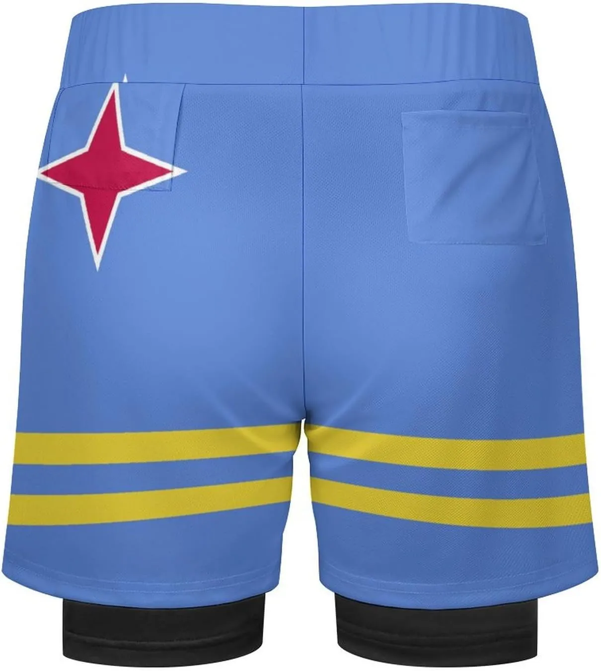 TAIZIYEAH Sports Beach Pants Aruba Flag Men's Swim Trunks Quick Dry Hawaii Beach Shorts Summer Boardshorts with Pockets L