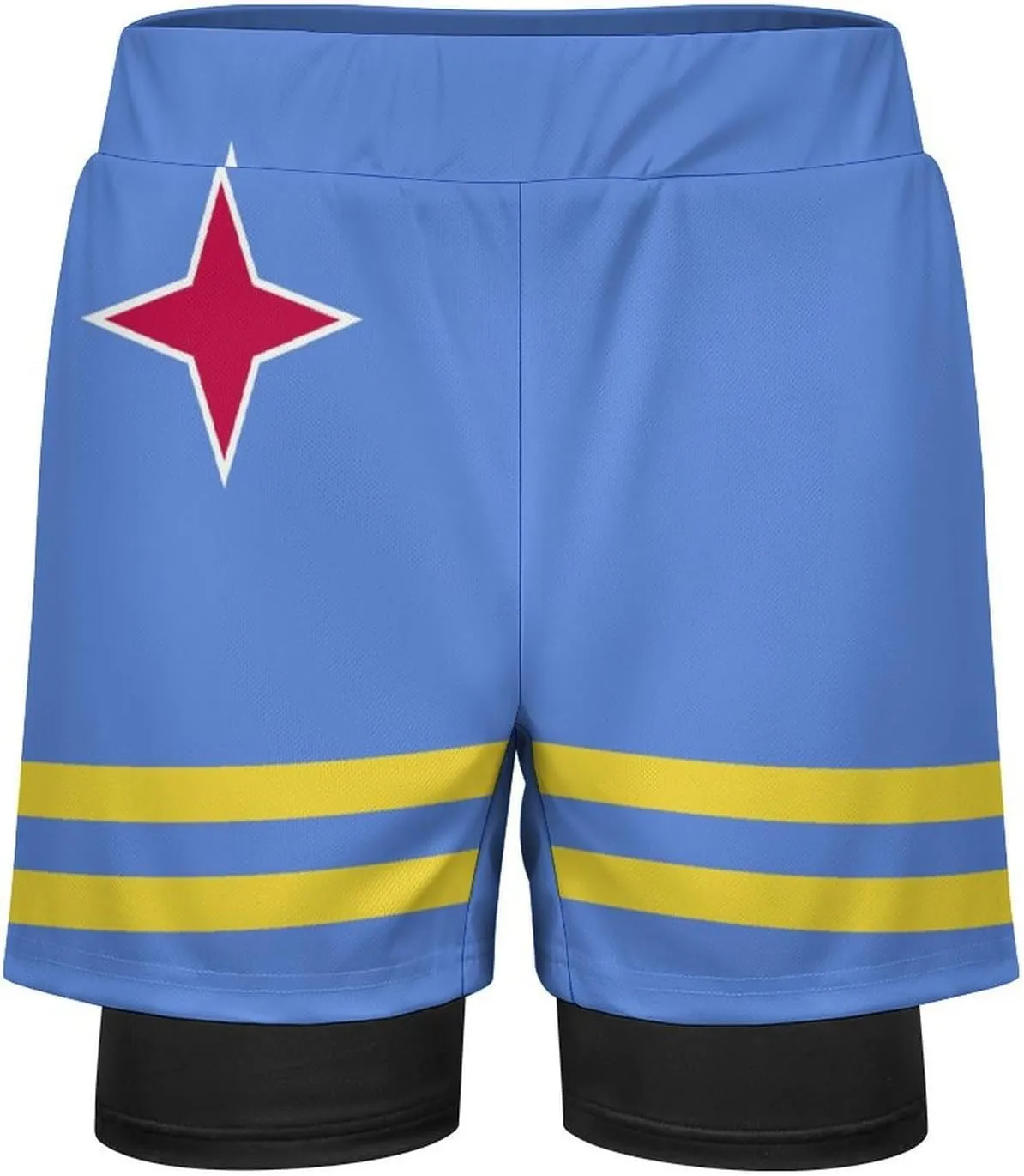TAIZIYEAH Sports Beach Pants Aruba Flag Men's Swim Trunks Quick Dry Hawaii Beach Shorts Summer Boardshorts with Pockets L
