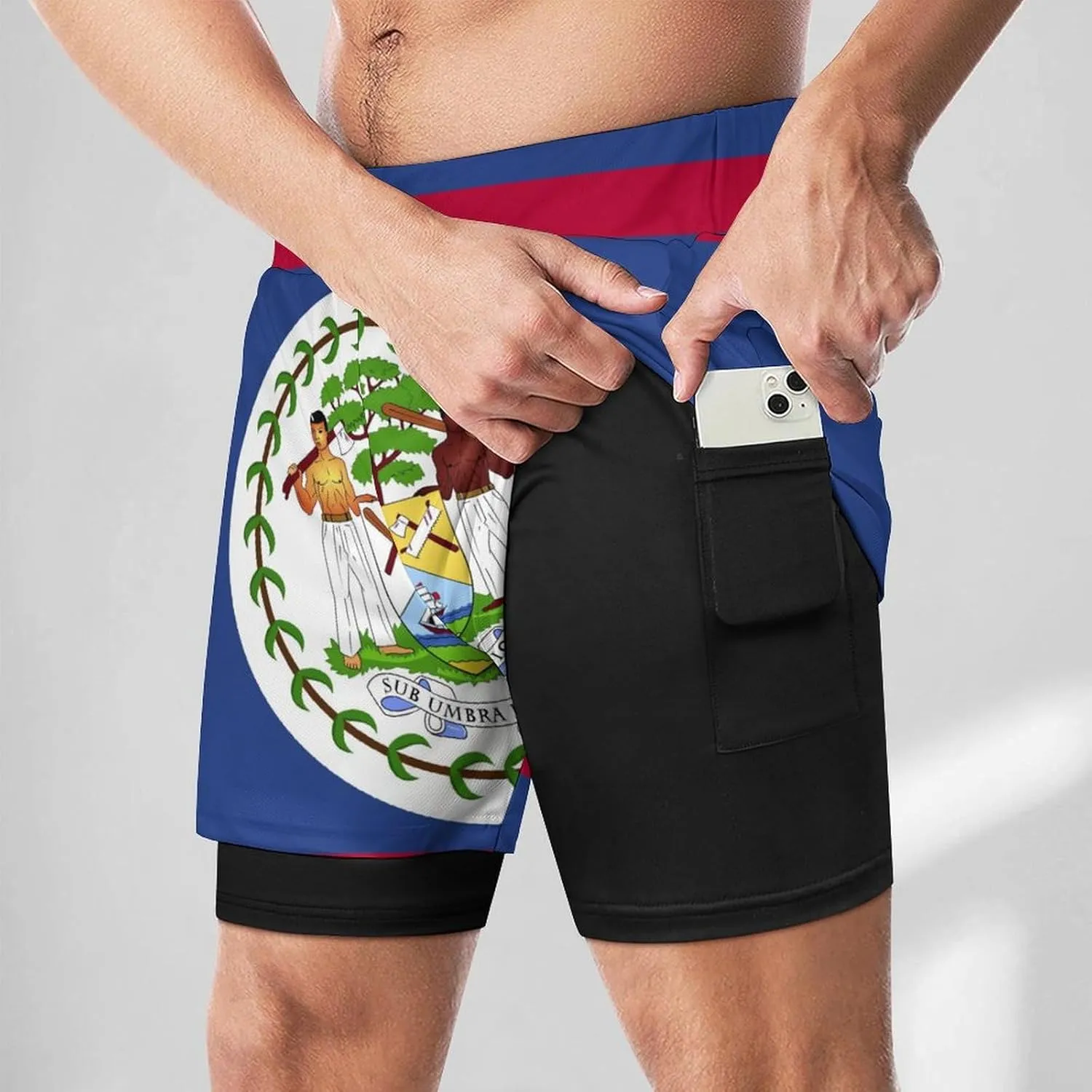 TAIZIYEAH Sports Beach Pants Belize Flag Men's Swim Trunks Quick Dry Hawaii Beach Shorts Summer Boardshorts with Pockets L