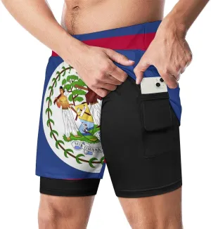 TAIZIYEAH Sports Beach Pants Belize Flag Men's Swim Trunks Quick Dry Hawaii Beach Shorts Summer Boardshorts with Pockets L
