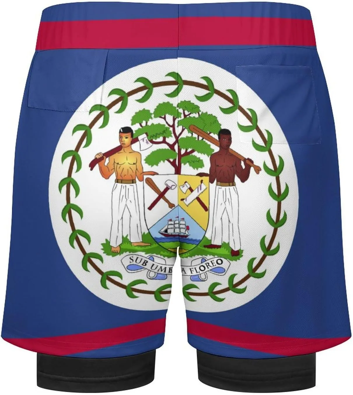 TAIZIYEAH Sports Beach Pants Belize Flag Men's Swim Trunks Quick Dry Hawaii Beach Shorts Summer Boardshorts with Pockets L
