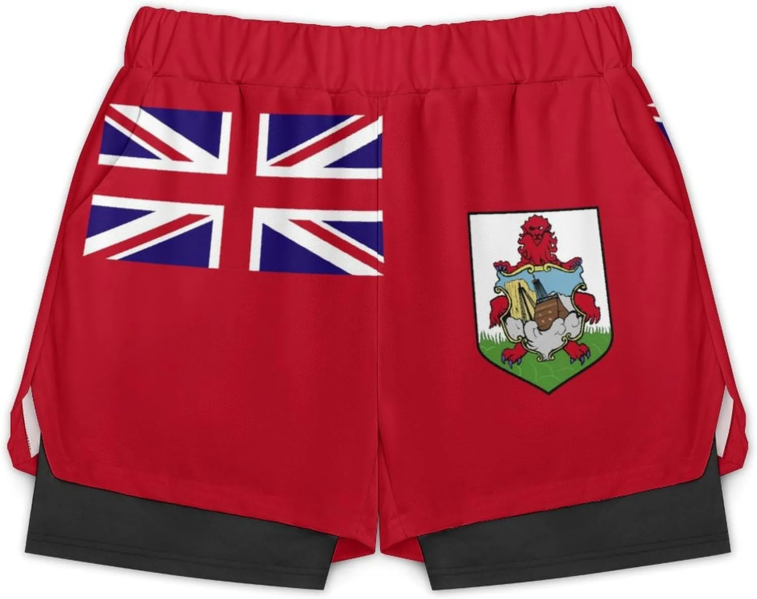 TAIZIYEAH Sports Beach Pants Bermuda Flag Men's Swim Trunks Quick Dry Hawaii Beach Shorts Summer Boardshorts with Pockets L