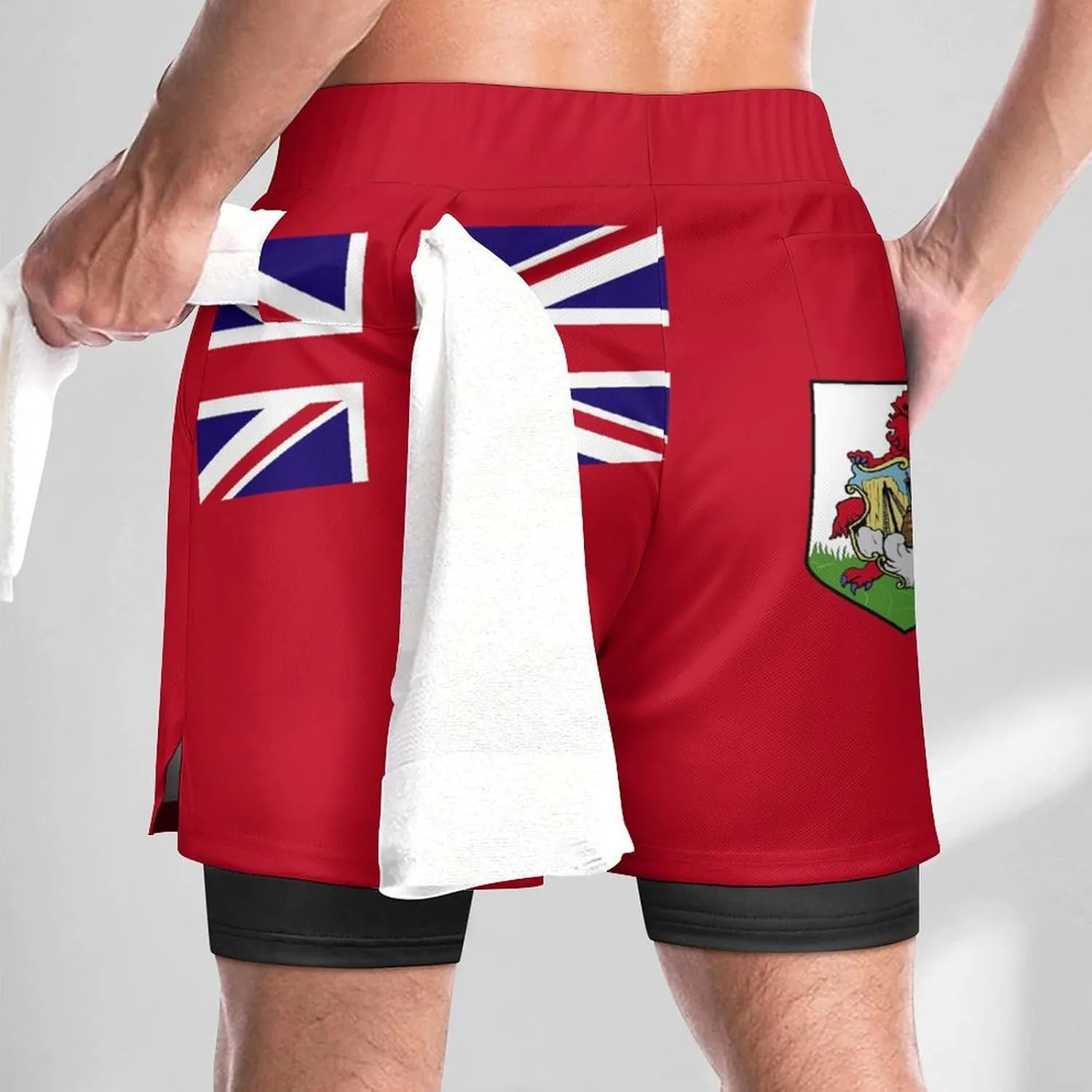 TAIZIYEAH Sports Beach Pants Bermuda Flag Men's Swim Trunks Quick Dry Hawaii Beach Shorts Summer Boardshorts with Pockets L