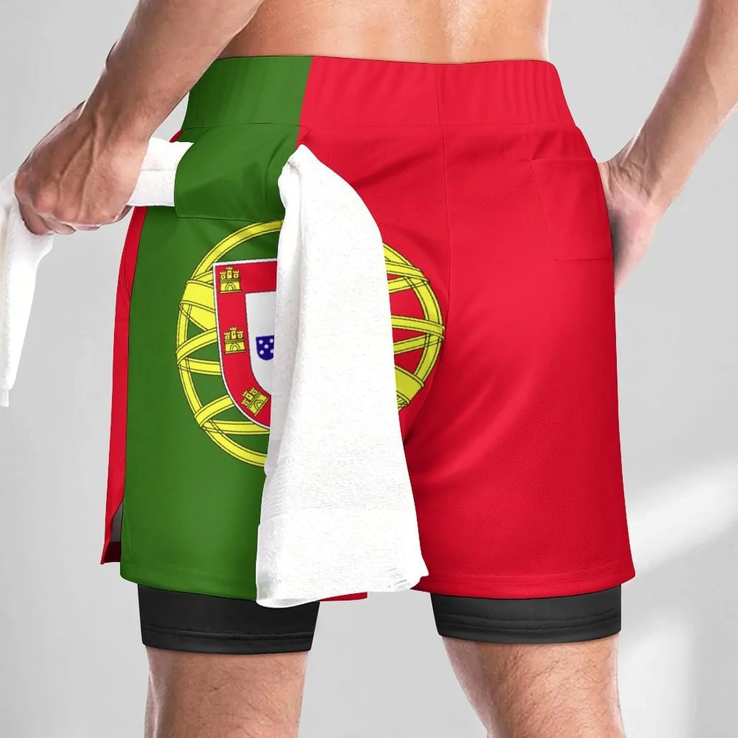 TAIZIYEAH Sports Beach Pants Portugal Flag Men's Swim Trunks Quick Dry Hawaii Beach Shorts Summer Boardshorts with Pockets XL