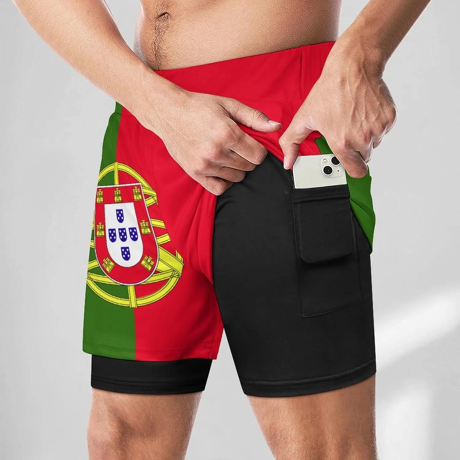 TAIZIYEAH Sports Beach Pants Portugal Flag Men's Swim Trunks Quick Dry Hawaii Beach Shorts Summer Boardshorts with Pockets XL