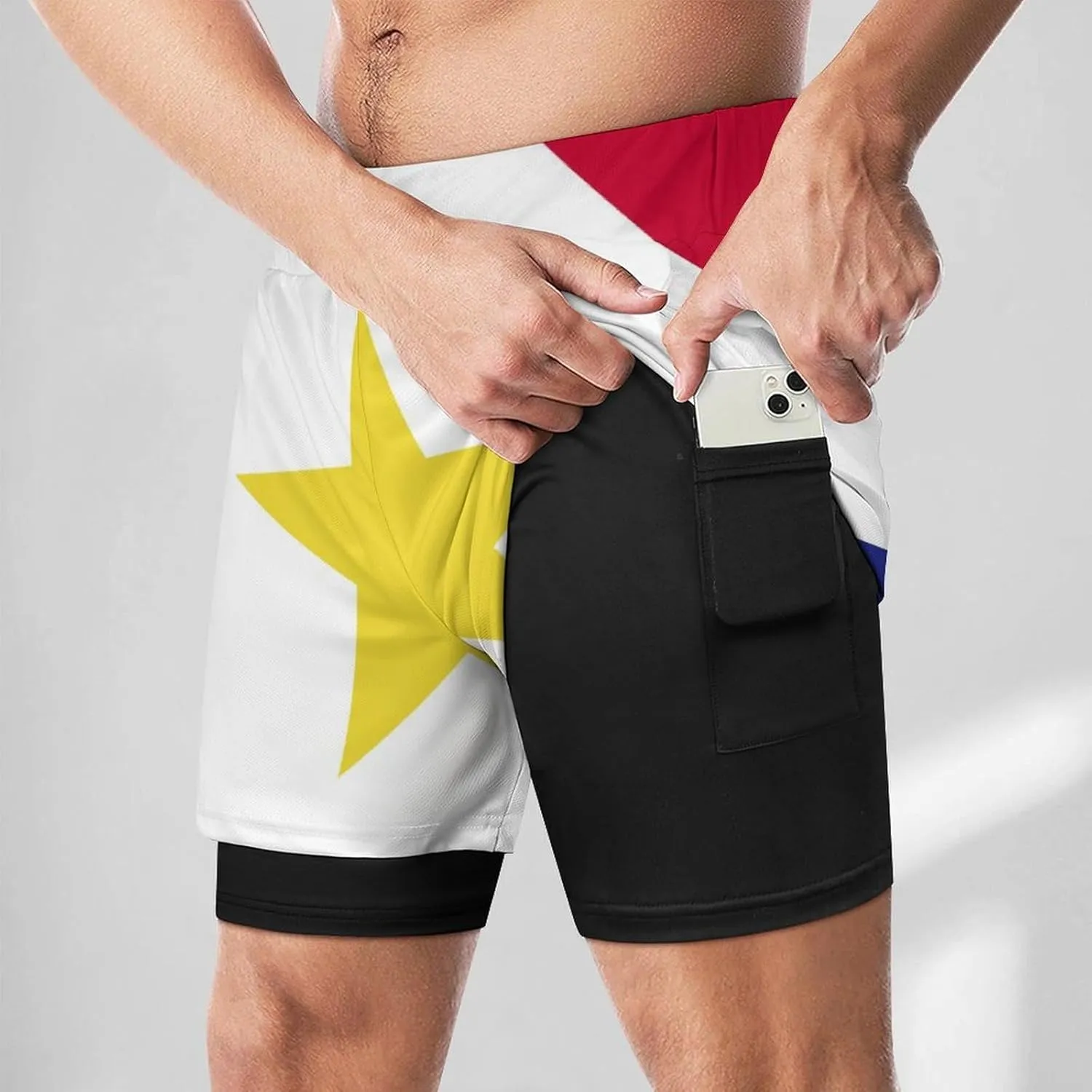 TAIZIYEAH Sports Beach Pants Saba Flag Men's Swim Trunks Quick Dry Hawaii Beach Shorts Summer Boardshorts with Pockets XL
