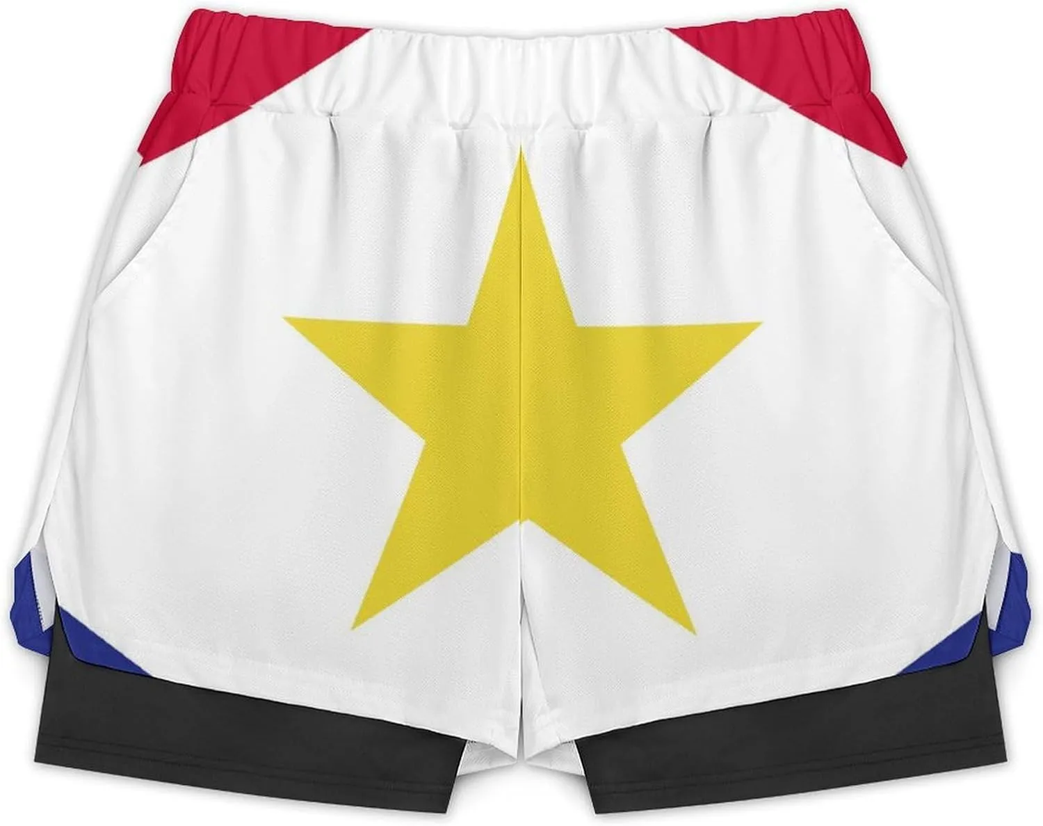 TAIZIYEAH Sports Beach Pants Saba Flag Men's Swim Trunks Quick Dry Hawaii Beach Shorts Summer Boardshorts with Pockets XL